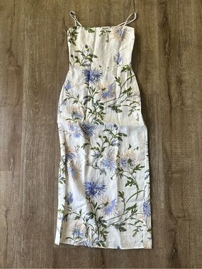 Reformation Frankie Linen Maxi Dress Serenity White Floral size 6